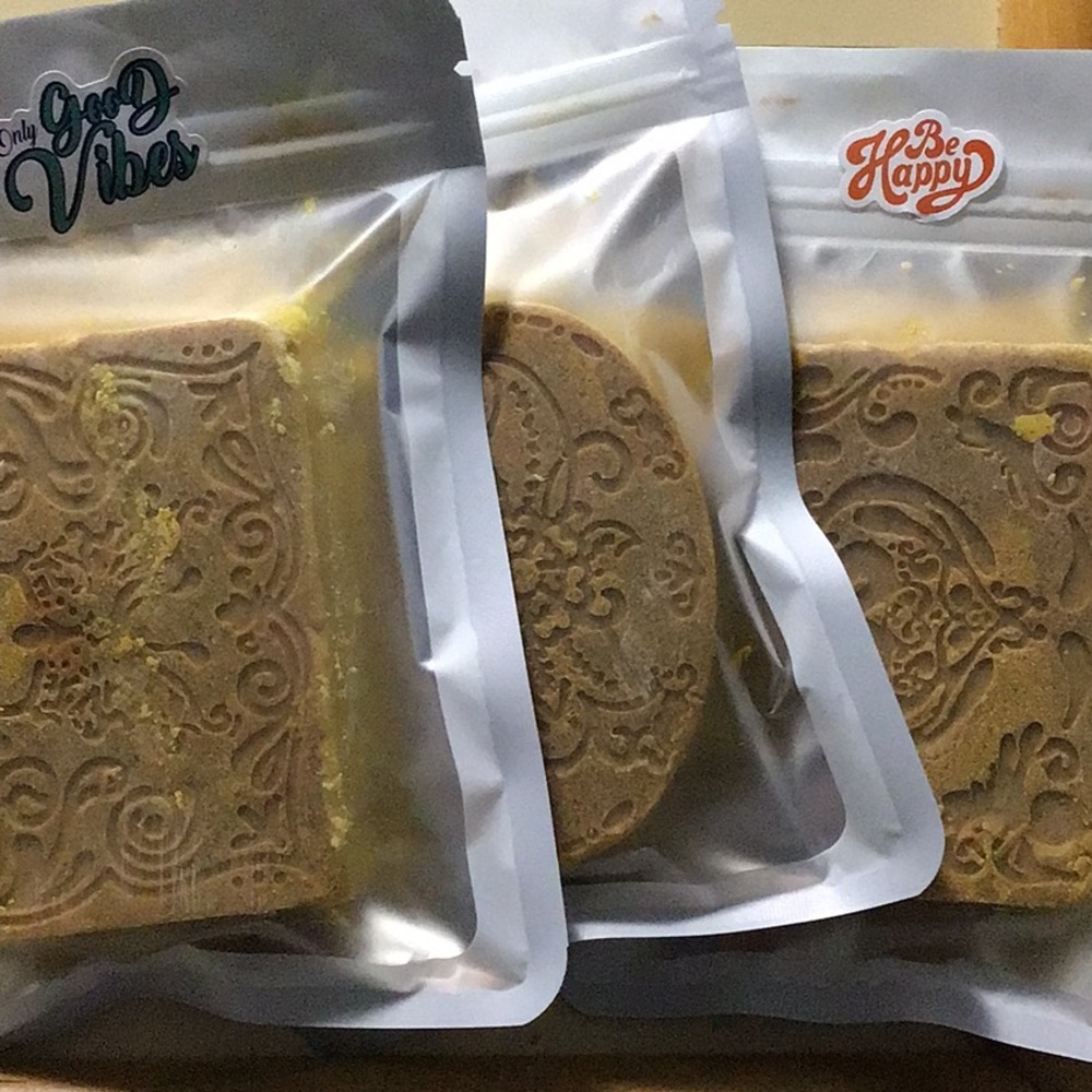 Artisan Turmeric Soap Bars with Intricate Design